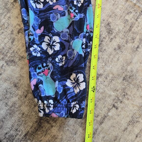 Disney Stitch Pajama Pants Womens Large 12/14 Blue Hibiscus Lounge Sleep Joggers - Picture 8 of 10